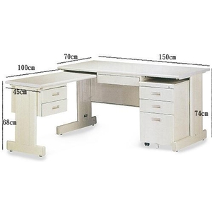 L型OA桌含側桌,活動櫃